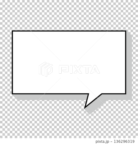 シンプルな吹き出しのイラスト　横長　四角 136296319