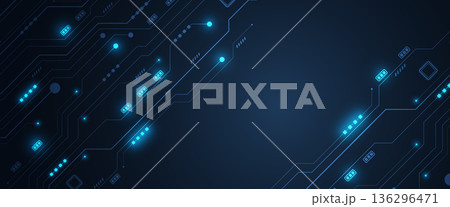 Dark blue digital circuit board diagonal lines with glowing data light nodes Dark blue digital circuit board diagonal lines with glowing data light nodes 136296471