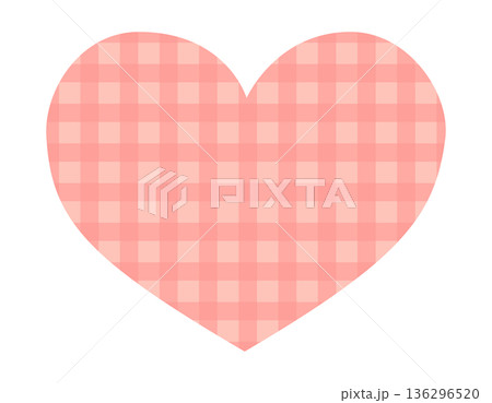 チェック柄ハートのシンプルなフレーム素材　赤 136296520
