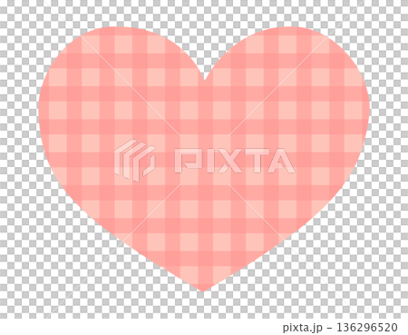 チェック柄ハートのシンプルなフレーム素材　赤 136296520