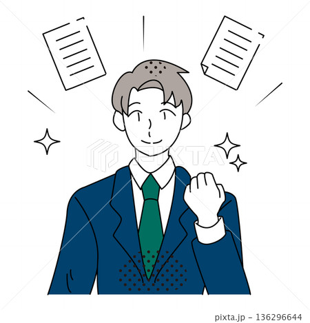 業務を整理し仕事をやり遂げたビジネスマンのイラスト 業務を整理し仕事をやり遂げたビジネスマンのイラスト 136296644