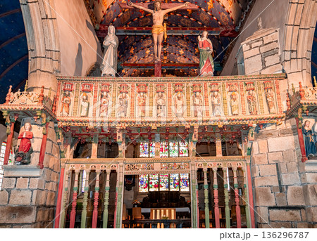 Parish close church of la roche maurice, finistere, brittany, france 136296787
