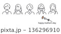 笑顔の若いお母さんたち　母の日　シンプルでお洒落な線画イラスト 136296910