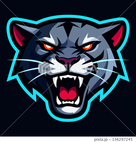 puma head mascot logo design vector template 136297245