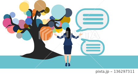 アイデアが閃くビジネスウーマンのイラスト 136297311