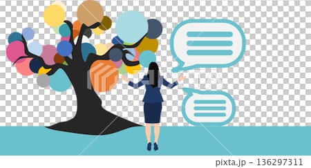 アイデアが閃くビジネスウーマンのイラスト 136297311