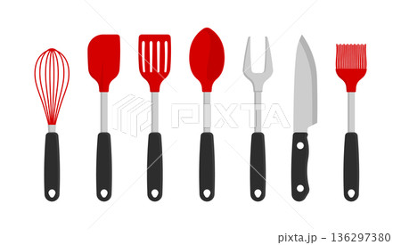 Set of kitchen utensil icons without background. 136297380