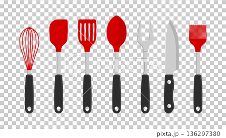 Set of kitchen utensil icons without background. 136297380