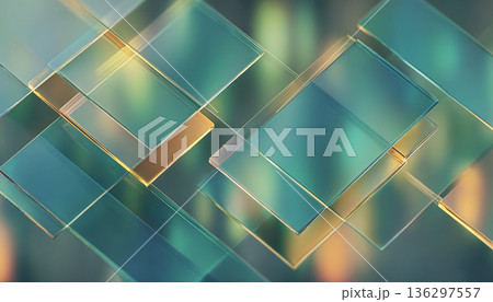 透明ガラスパネルが重なる立体幾何抽象背景 透明ガラスパネルが重なる立体幾何抽象背景 136297557