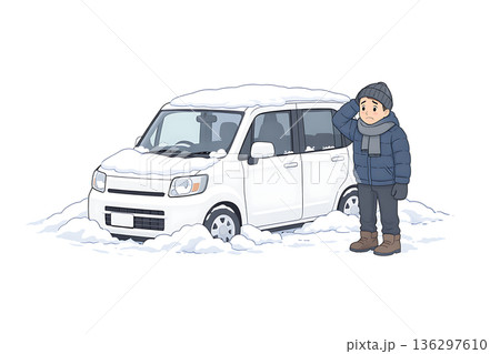 雪による車のスタック 雪による車のスタック 136297610