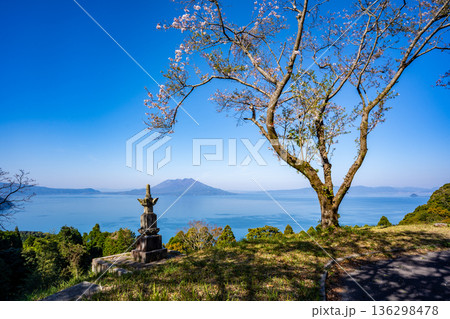 廻城跡（仁田尾城跡）から見る桜島（霧島市） 136298478