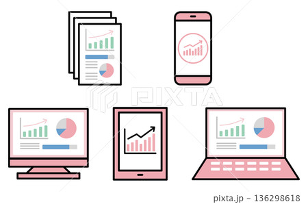 紙の資料とスマホとPCとタブレットで確認できる業務データ分析の5点セット 紙の資料とスマホとPCとタブレットで確認できる業務データ分析の5点セット 136298618