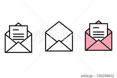 メール、お問い合わせ、連絡のビジネスアイコンイラストのセット 136298622