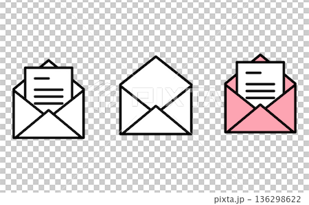 メール、お問い合わせ、連絡のビジネスアイコンイラストのセット 136298622