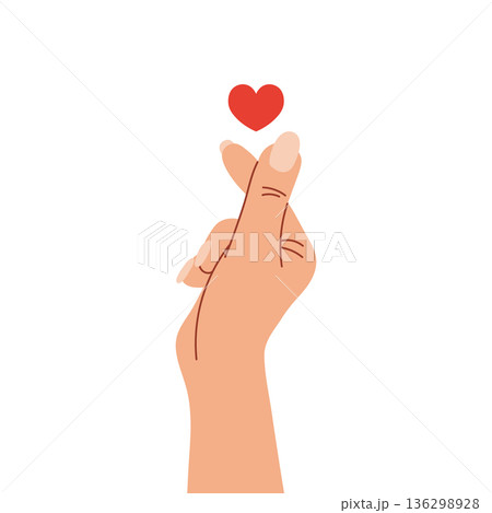 Hand Making Korean Finger Heart Symbol of Love and Affection. Illustration. 136298928