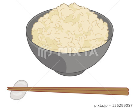 玄米ご飯のイラスト+箸と箸置きの追加 136299057