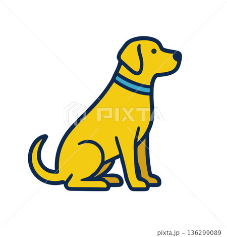 シンプルなラブラドール犬のベクターイラスト 座るペットアイコン 136299089