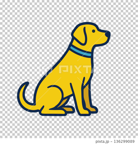 シンプルなラブラドール犬のベクターイラスト 座るペットアイコン 136299089