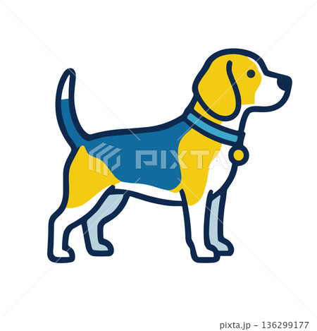 ビーグル犬のシンプルベクターイラスト 立ちポーズのペット素材 136299177