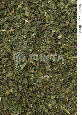 Food background herbal tea dried nettle leaves 136299200