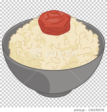 糙米和醃梅插圖 136299376