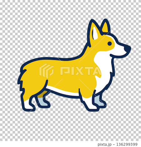 柯基犬角色的簡單向量插圖 柯基犬角色的簡單向量插圖 136299399