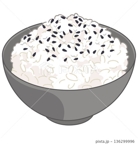 白米ご飯とごま塩のイラスト 136299996