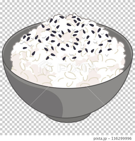 白米ご飯とごま塩のイラスト 136299996
