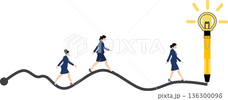 アイデアが閃くビジネスウーマンのイラスト 136300098