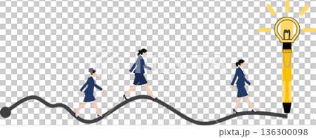 アイデアが閃くビジネスウーマンのイラスト 136300098