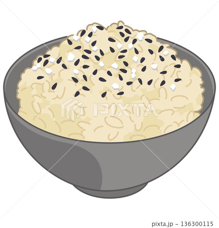 玄米ご飯とごま塩のイラスト 玄米ご飯とごま塩のイラスト 136300115
