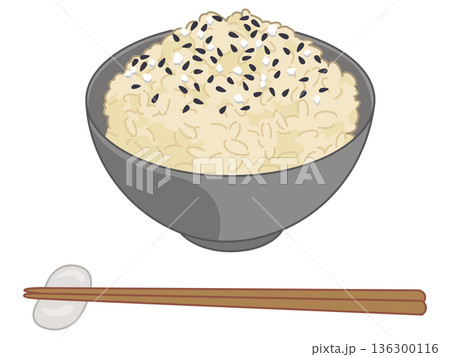 玄米ご飯とごま塩のイラスト+箸と箸置きの追加 玄米ご飯とごま塩のイラスト+箸と箸置きの追加 136300116