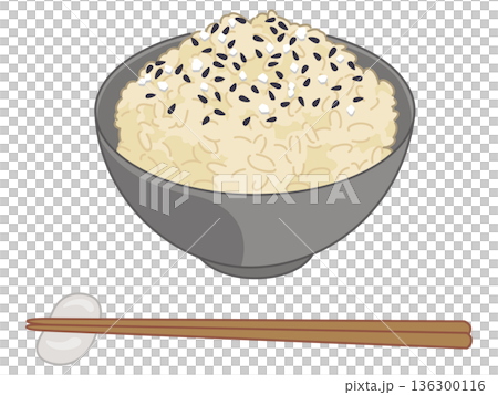 玄米ご飯とごま塩のイラスト+箸と箸置きの追加 玄米ご飯とごま塩のイラスト+箸と箸置きの追加 136300116