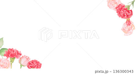 水彩で描いた母の日のカーネーションのメッセージカード 136300343