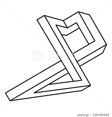 Optical illusion shape. Impossible object. Op art figure.  136300444