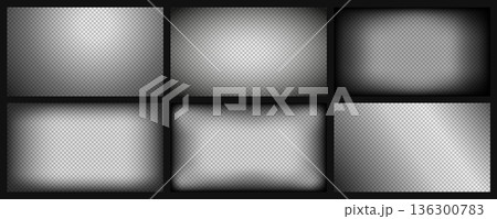 Black gradient overlay. Cinematic dark vignette, gradient fade, radial shadow photo border, film background for horror effect. Soft vector mask with blurred edge and glow, transparent screen textures 136300783