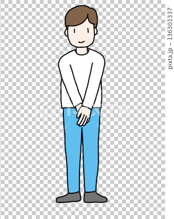A man wearing long sleeves and denim facing forward A man wearing long sleeves and denim facing forward 136301337