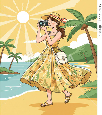 バカンスする女性 136302045