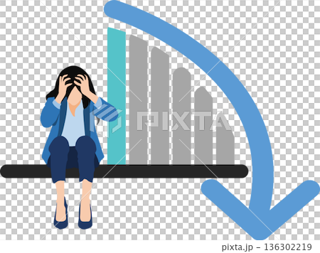 Illustration of a woman having trouble at work 136302219