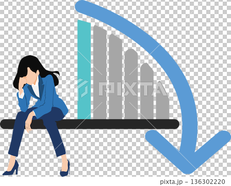 仕事で悩んでいる女性のイラスト 仕事で悩んでいる女性のイラスト 136302220