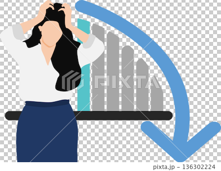 Illustration of a woman having trouble at work 136302224