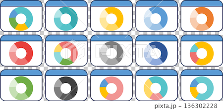 Pie chart graphic material illustration set Pie chart graphic material illustration set 136302228