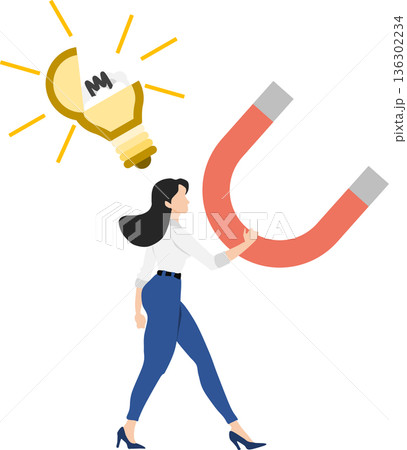 アイデアが閃くビジネスウーマンのイラスト 136302234