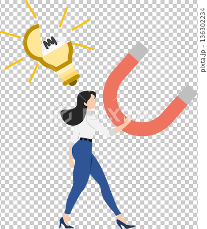 アイデアが閃くビジネスウーマンのイラスト 136302234