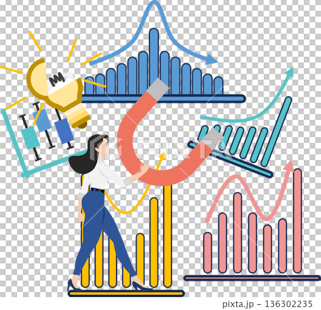 Illustration of a businesswoman with an idea Illustration of a businesswoman with an idea 136302235