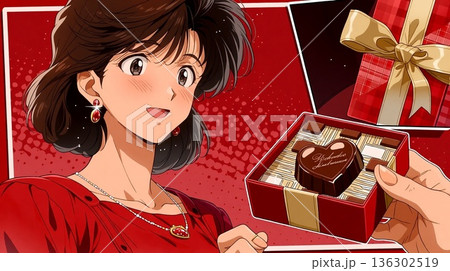 昭和レトロな女の子とチョコレート 昭和レトロな女の子とチョコレート 136302519