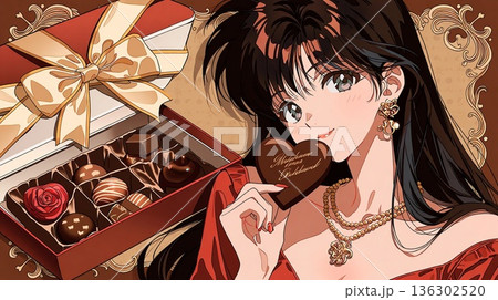 昭和レトロな女の子とチョコレート 昭和レトロな女の子とチョコレート 136302520