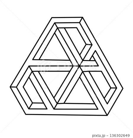 Impossible figure. Geometric object. Optical illusion shape. Op art.  136302649