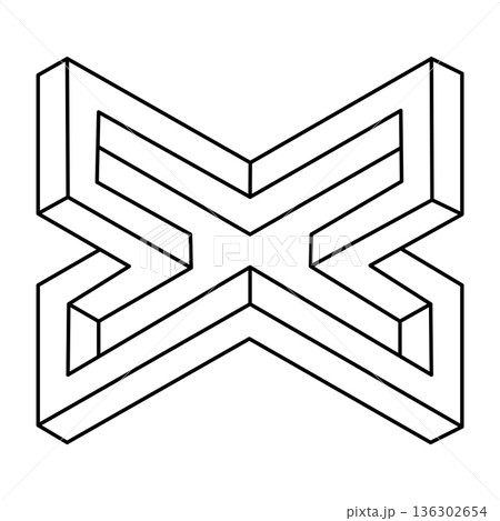 Impossible shape logo design, optical illusion object. Op art. Sacred geometry figure.  136302654
