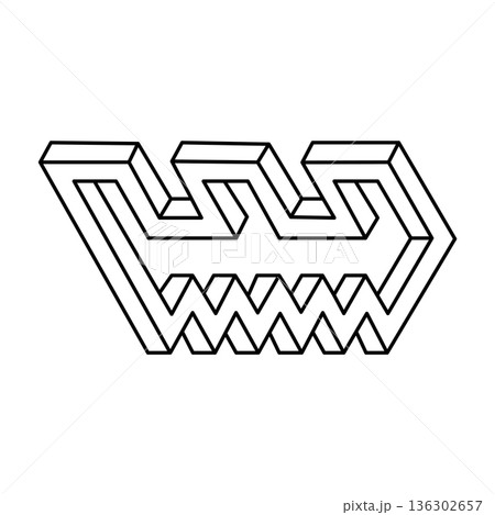 Vector 3D impossible shape, unreal object. Sacred geometry figure. Optical illusion.  136302657